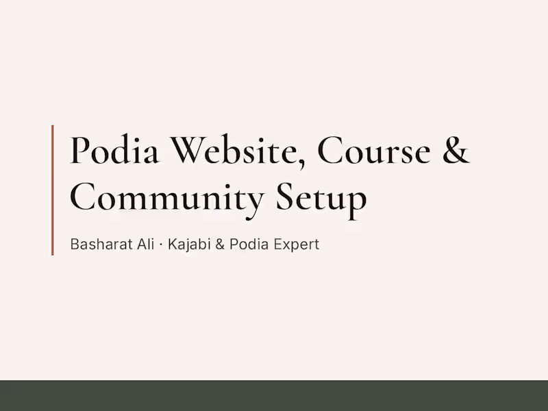 Cover image for Podia Website, Course & Community Setup