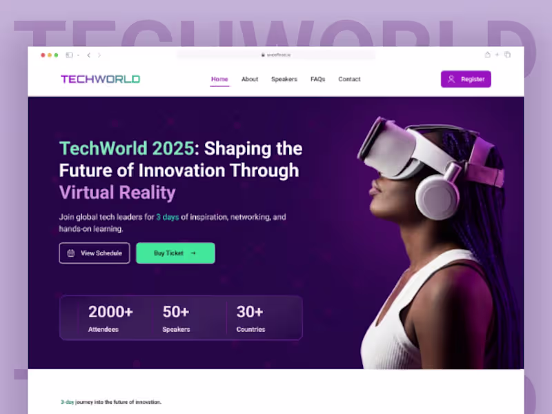 Cover image for TechWorld 2025 | Landing Page Design | Tech Conference
