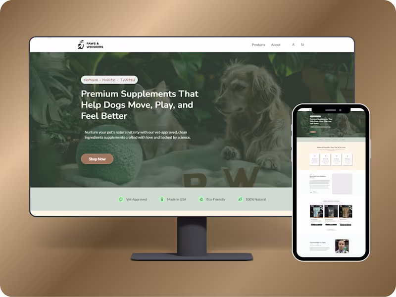 Cover image for Custom Pet Care eCommerce Store Design 