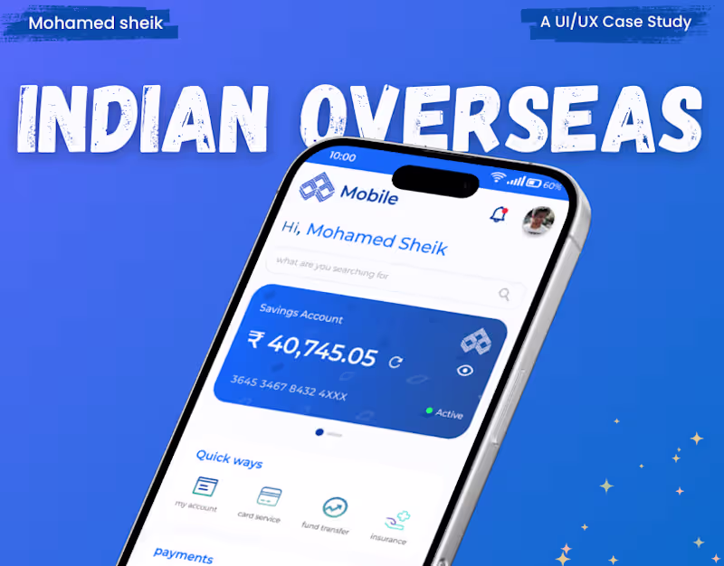 Cover image for Redesign of IOB Mobile Banking App 