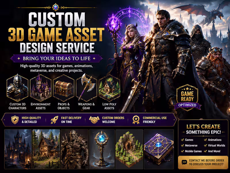 Cover image for Custom 3D Game Asset Design Service | Fantasy Characters