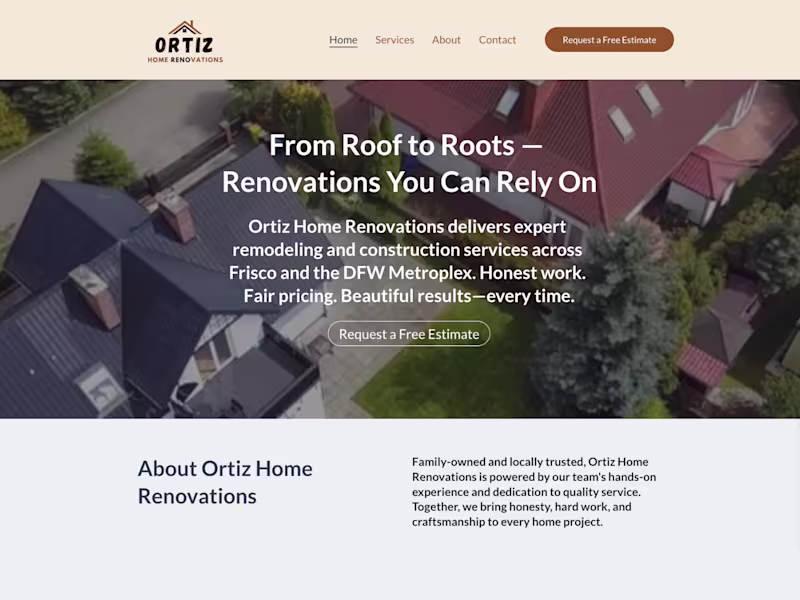 Cover image for Ortiz Home Renovations Website Design