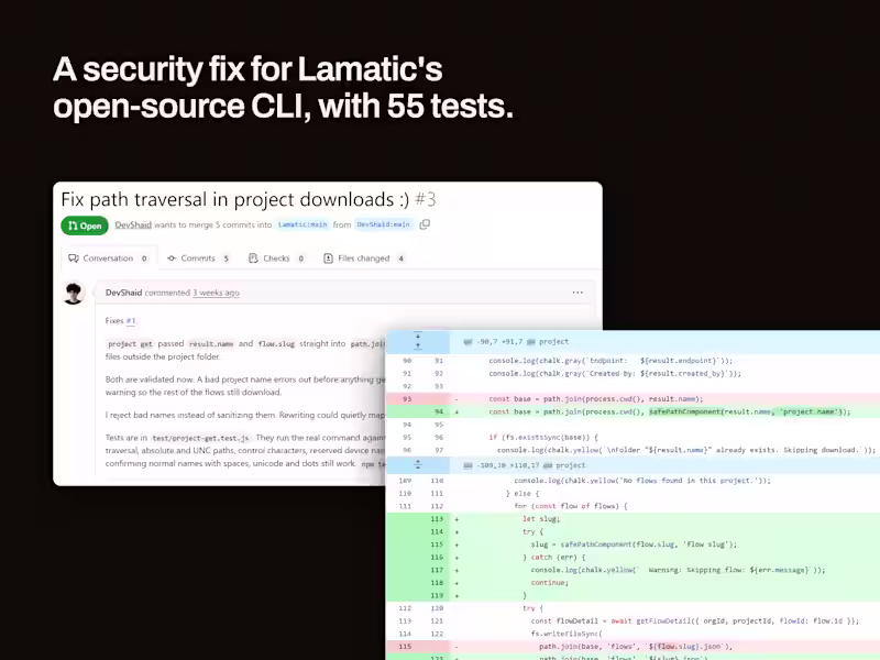 Cover image for Closing a path traversal bug in Lamatic's CLI
