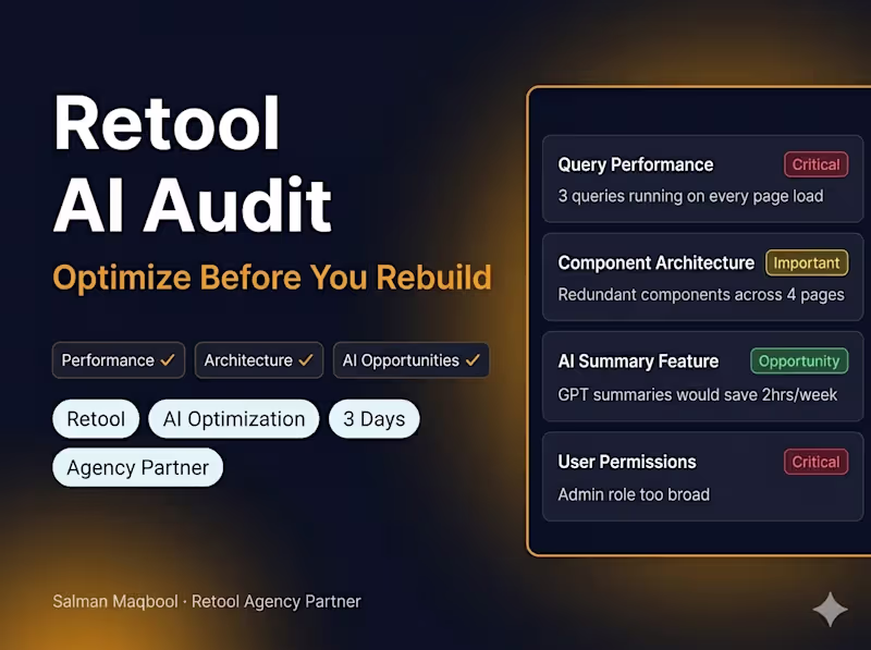 Cover image for Retool AI Audit — Optimize Your Existing Setup