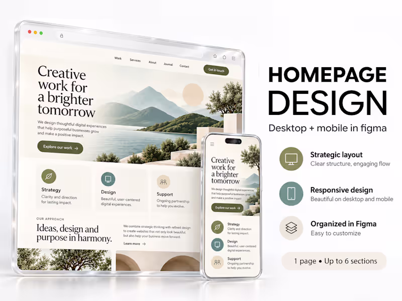 Cover image for Custom Homepage Design in Figma. Desktop & Mobile