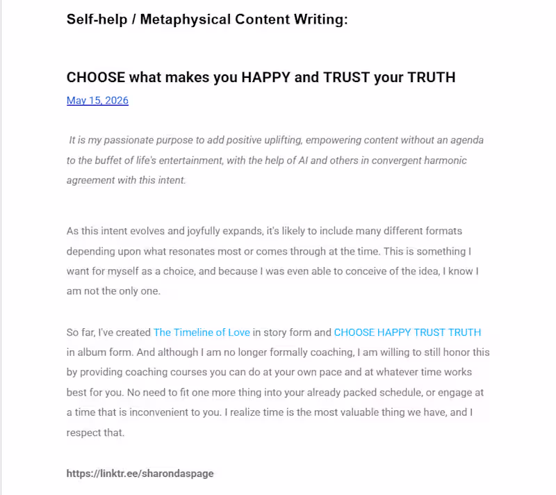 Cover image for Content Writing (Spiritual / Self-Help / Metaphysical niche)