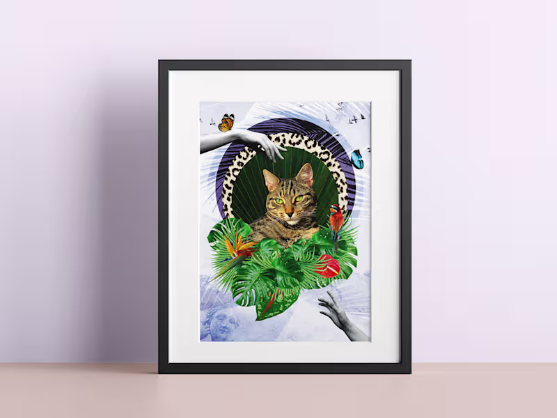 Cover image for Cosmic Pets Analogue Collage of my cat Mochi - https://www.c...