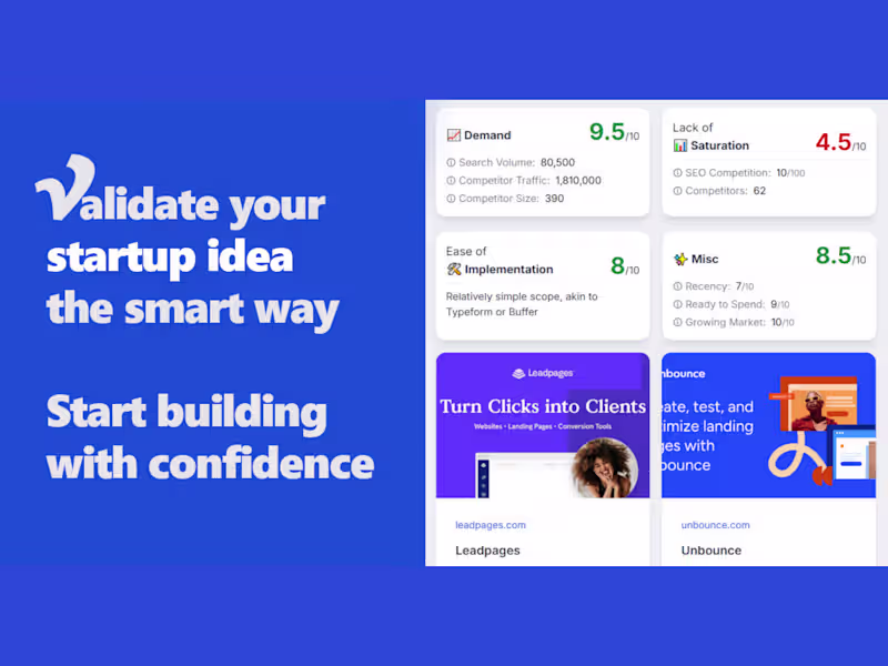 Cover image for ValidateMySaaS - AI Competitor Analysis Tool Development