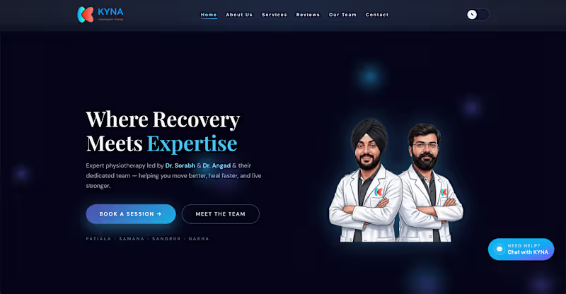 Cover image for KYNA Physiotherapy — Clinic Website