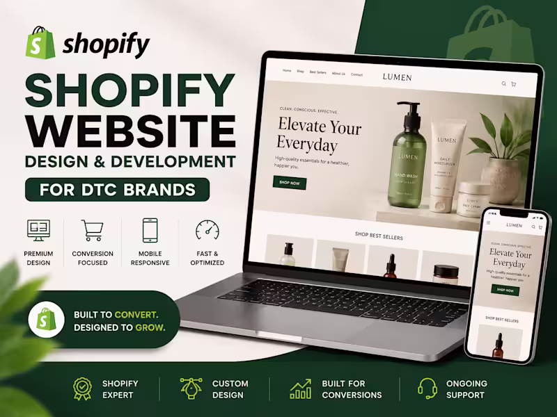 Cover image for Shopify Website Design & Development for DTC Brands
