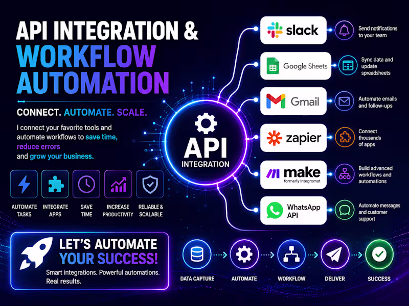 Cover image for WORKFLOW AUTOMATION & CUSTOM API INTEGRATIONS (MVPs)