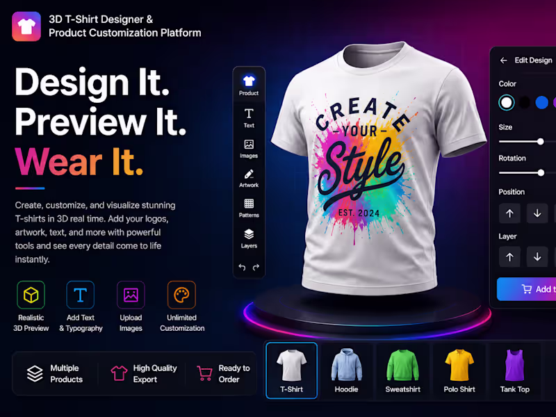 Cover image for 3D T-Shirt Designer & Product