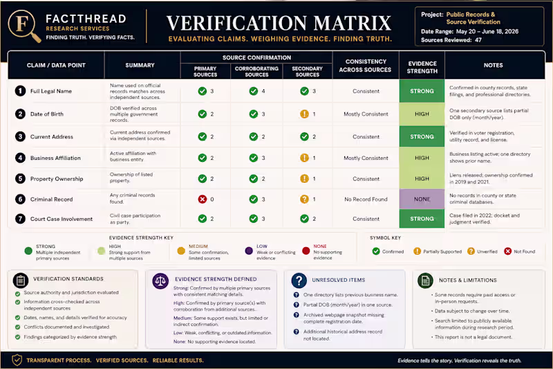 Cover image for Public Records Verification: A Multi-Source Research Study