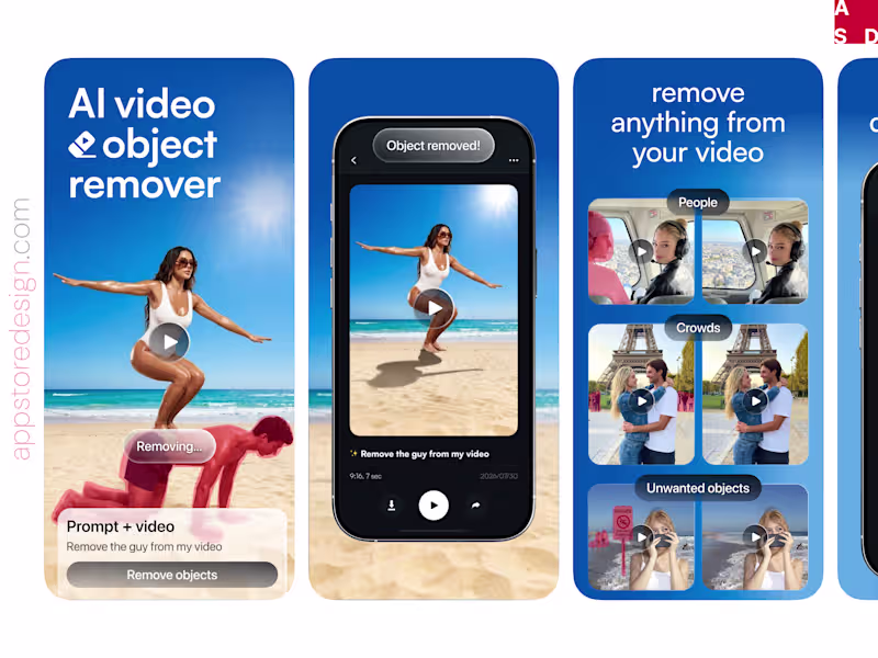 Cover image for App store screenshots for AI Object Remover app 🧼
