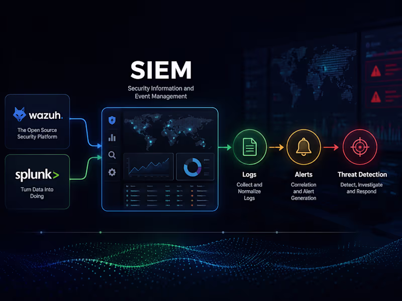 Cover image for SIEM Setup & Security Monitoring | Wazuh & Splunk