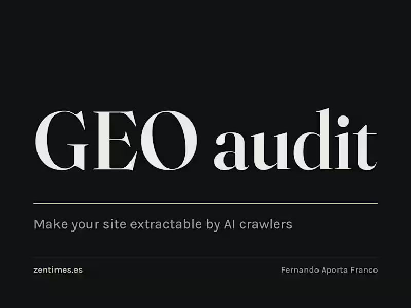 Cover image for GEO audit — make your site extractable by AI crawlers