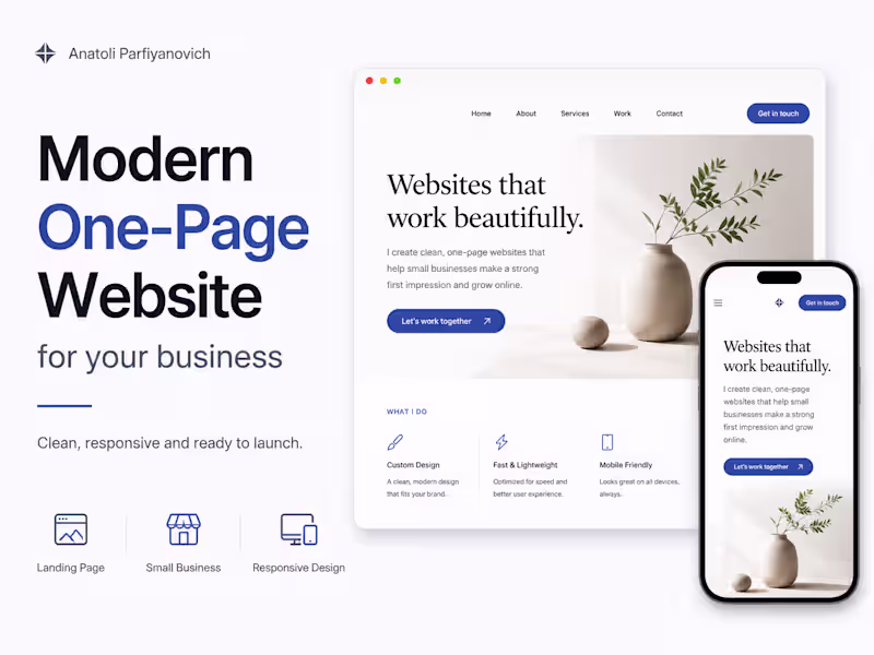 Cover image for Modern One-Page Website for Your Business