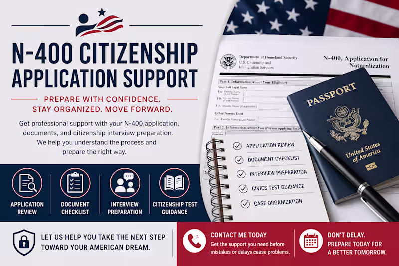 Cover image for N-400 Citizenship Application & Interview Preparation Support