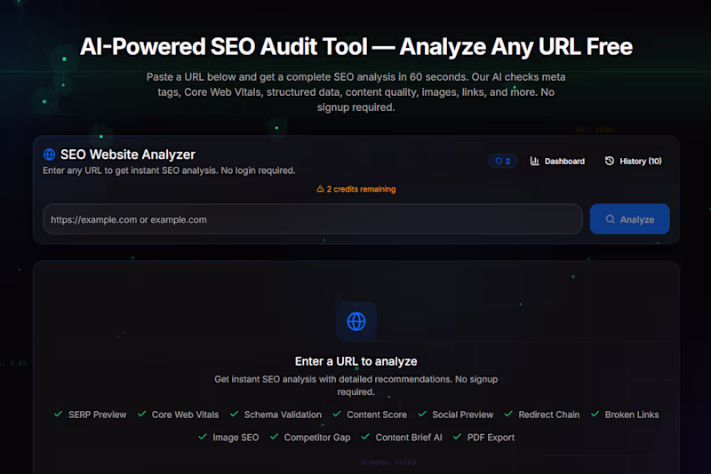Cover image for AI SEO Copilot: Instant Website Audit Platform