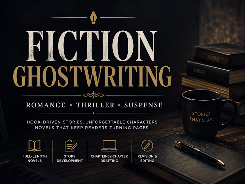 Cover image for Fiction Ghostwriting — Romance, Thriller & Suspense