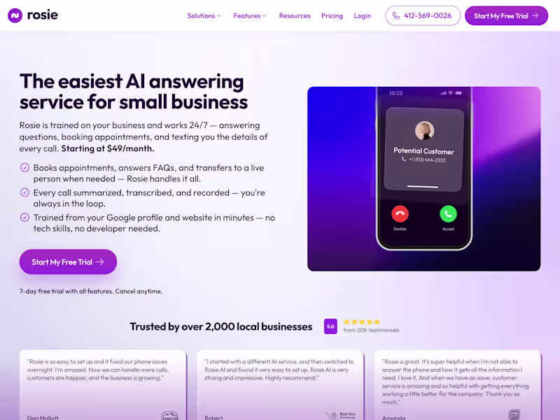 Cover image for Hey Rosie Marketing Site Design