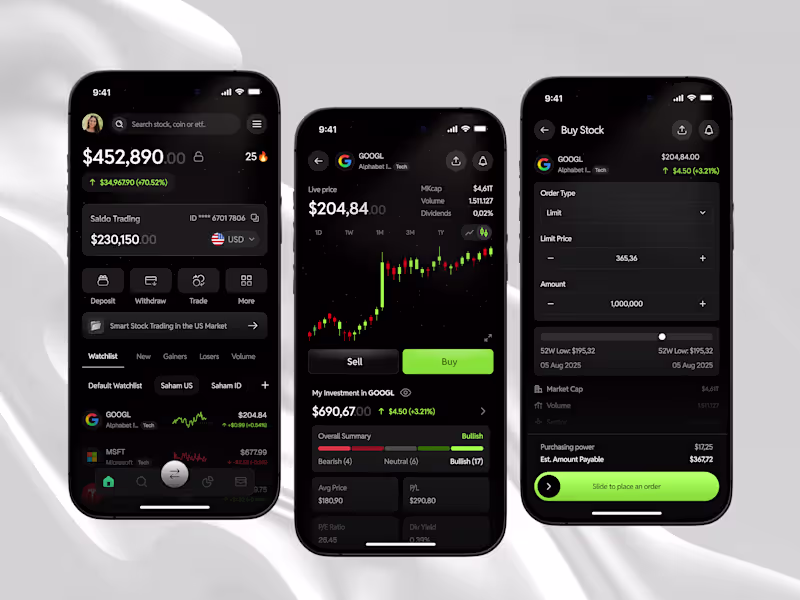 Cover image for Modern Stock Trading Mobile App Design