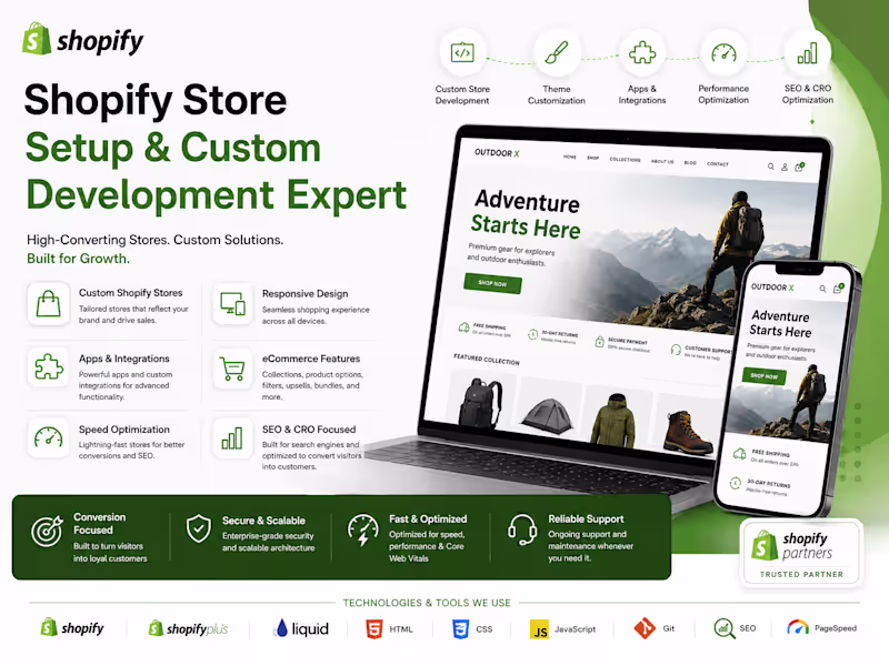 Cover image for Shopify Store Setup & Custom Development Expert