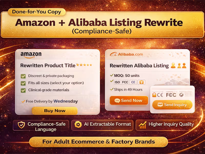 Cover image for Amazon/Alibaba Adult Listing Rewrite (Compliance-Safe)