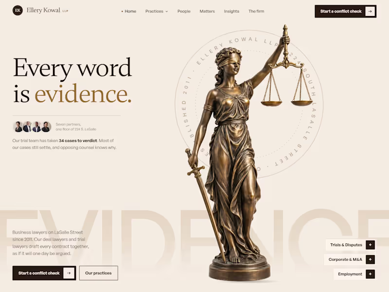 Cover image for Ellery Kowal: Law Firm Website