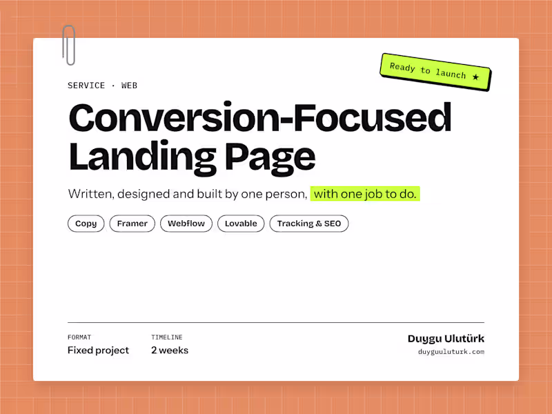 Cover image for Conversion-Focused Landing Page, Designed & Built