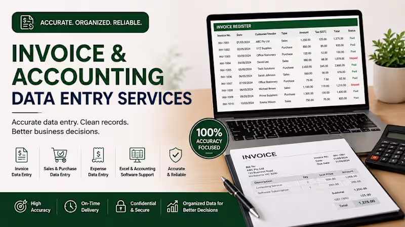 Cover image for Invoice & Accounting Data Entry