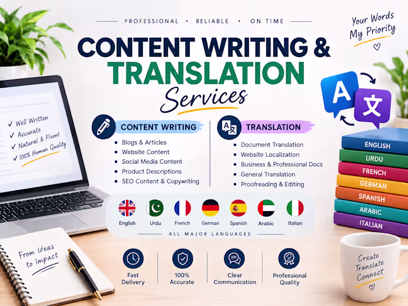 Cover image for Content Writing & Translation Services