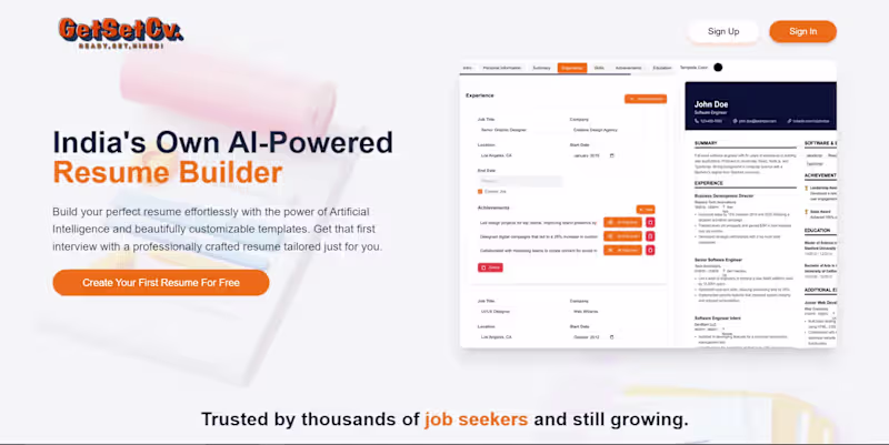 Cover image for AI-Powered Resume Builder Development for GetSetCV