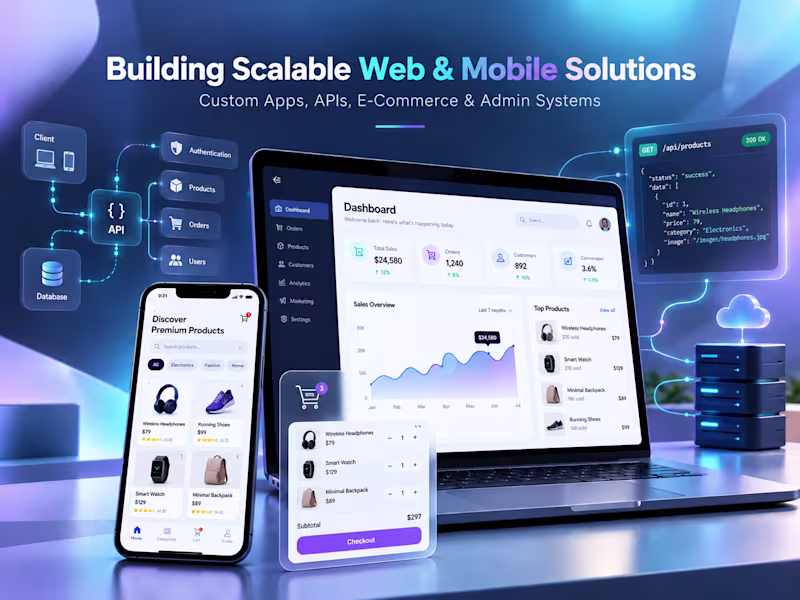 Cover image for Full-Stack Apps • APIs • E-Commerce • Mobile • Admin Panels