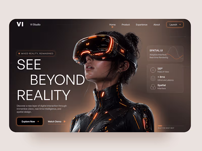 Cover image for VI Studio — Landing Page Design for a Mixed Reality Brand 🥽
