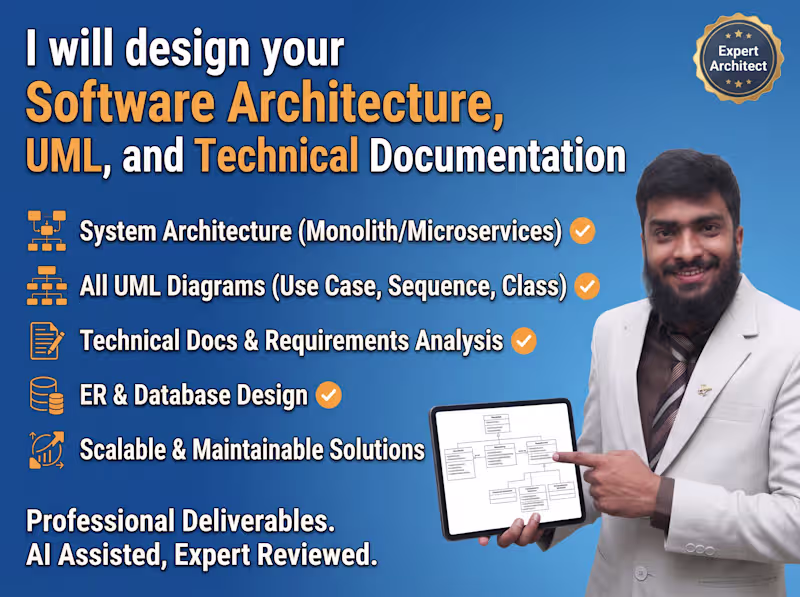 Cover image for I will design your software architecture, and design using UML