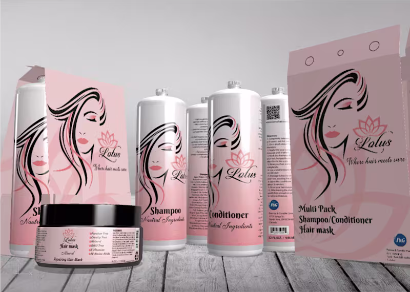 Cover image for Lotus — Shampoo, Conditioner & Mask Labels and Brand Design