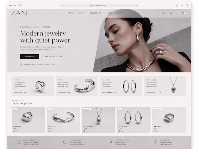 Cover image for YAN — Luxury Jewelry Shopify Store Development