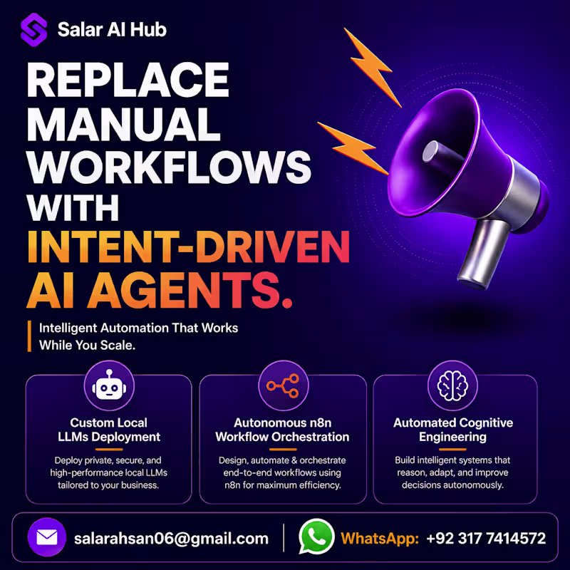 Cover image for Custom AI Agents, Chatbots & Workflow Automation