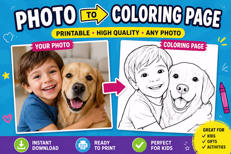 Cover image for I will turn your photo into a printable coloring page