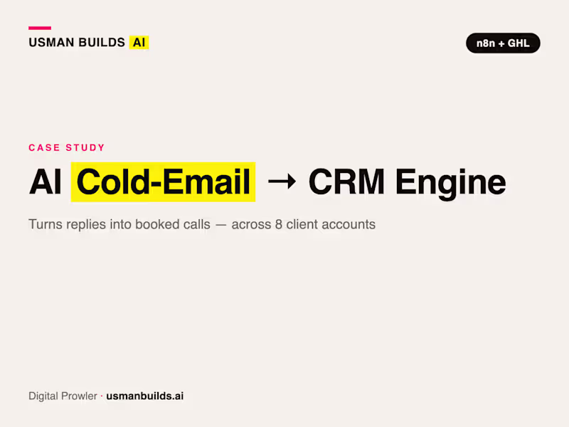 Cover image for AI Cold-Email → CRM Engine (n8n + GPT + GoHighLevel)