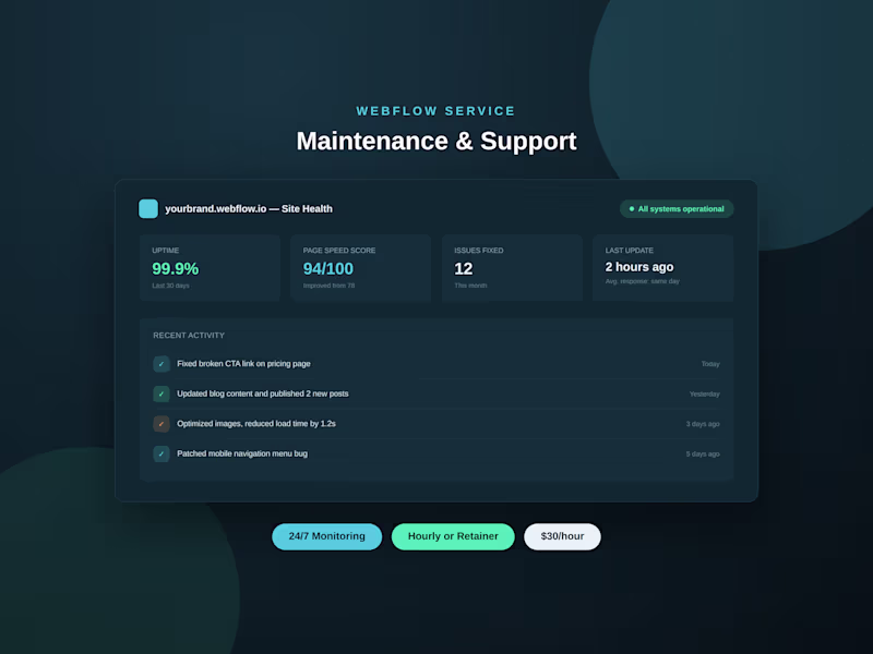 Cover image for Webflow Website Maintenance & Ongoing Support