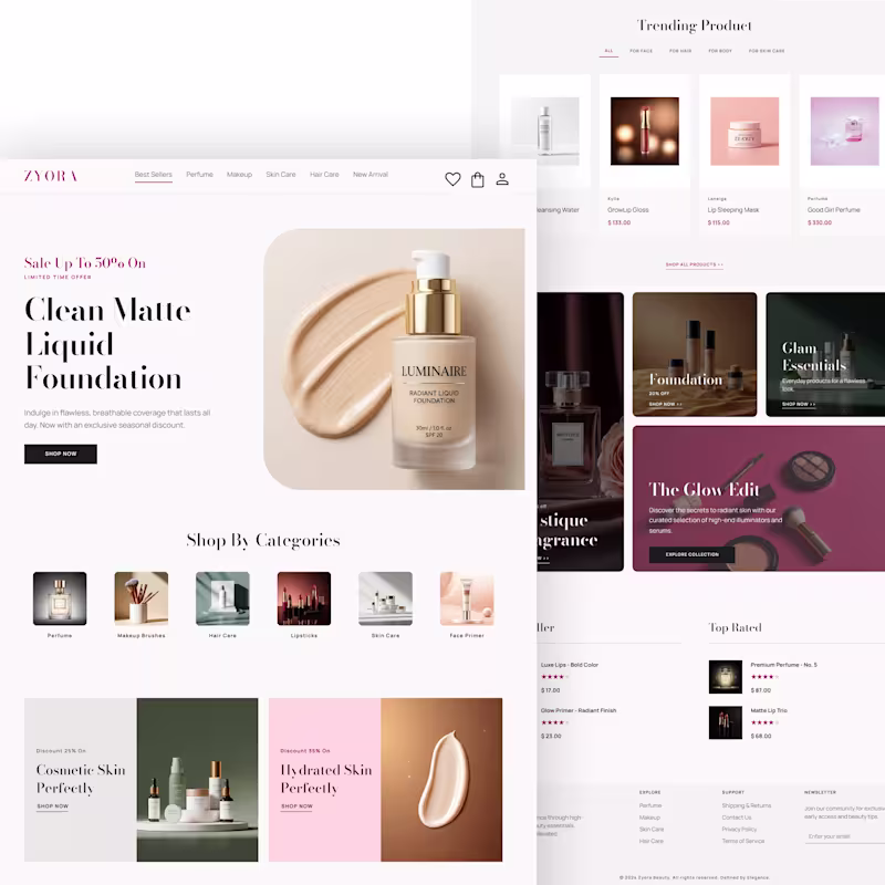 Cover image for Beauty & Cosmetics E-Commerce Website UI Design