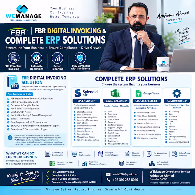 Cover image for Digital Invoicing, QuickBook, Odoo and customized ERP Solutions