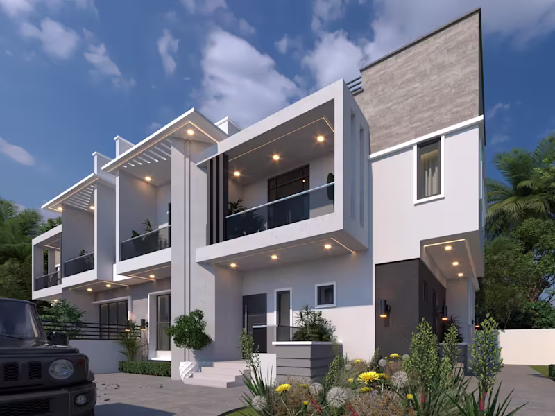 Cover image for This 3D visualization showcases a modern residential block d...