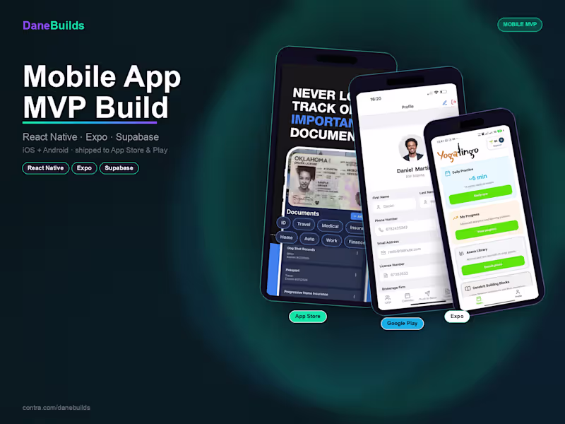 Cover image for I will build React Native Expo Mobile App MVP for iOS Android