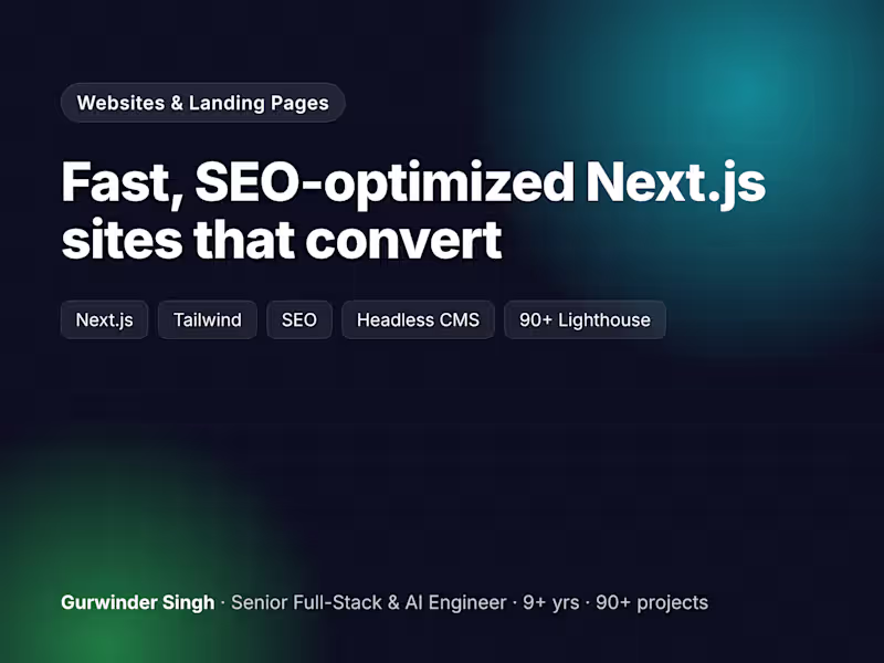 Cover image for Fast, SEO-Optimized Next.js Website or Landing Page