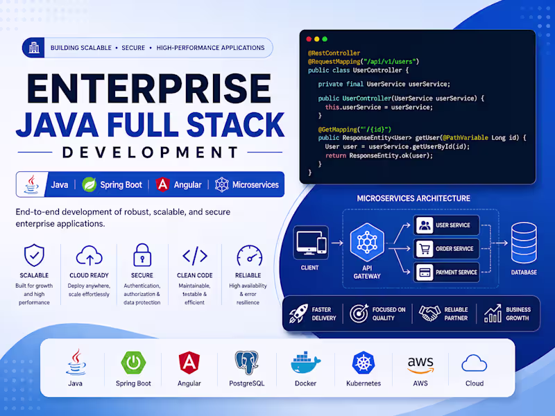 Cover image for Enterprise Java & Spring Boot Full Stack Development