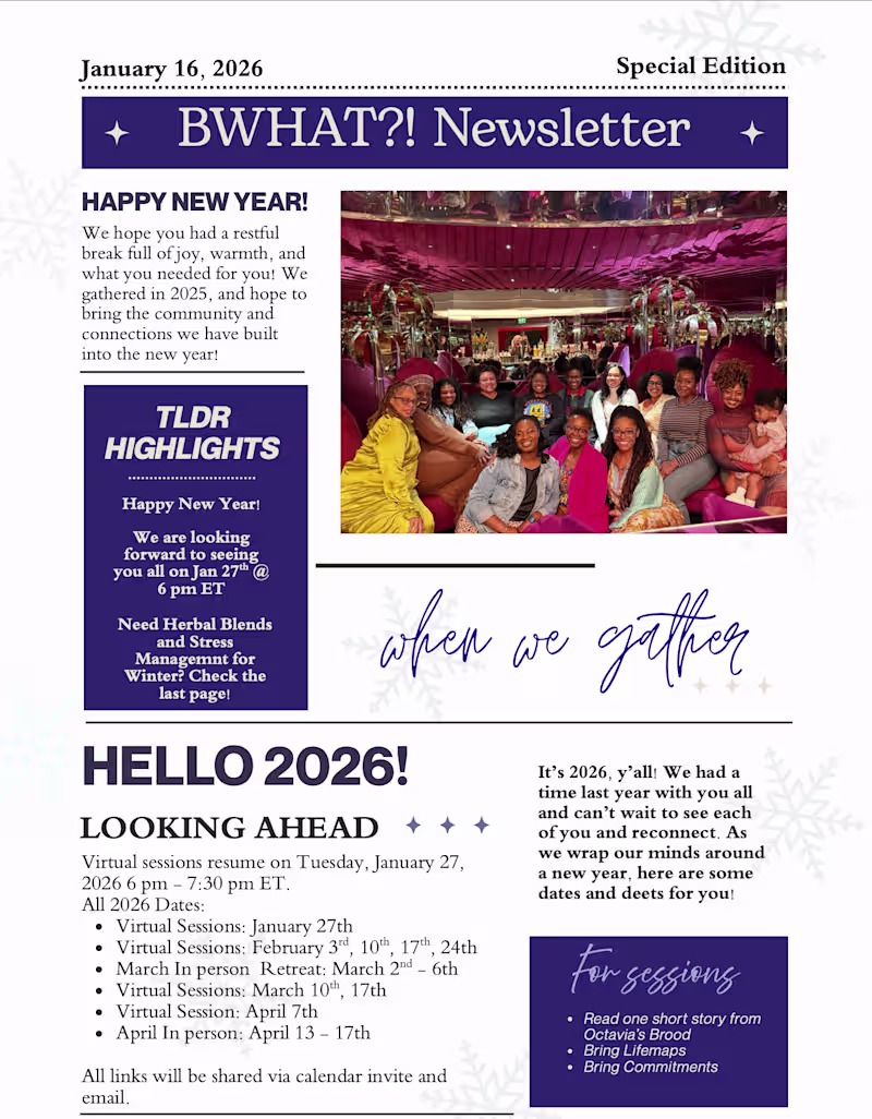 Cover image for Newsletter for cohort.