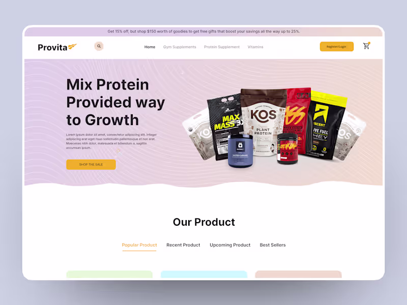Cover image for Website design for supplements brand